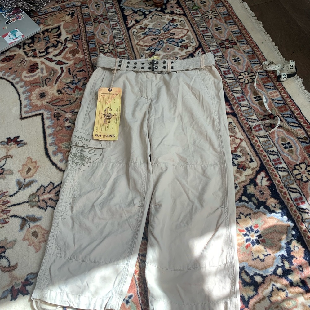 Da-Nang Tan Cargo Pants Versatile silk Cotton Blend